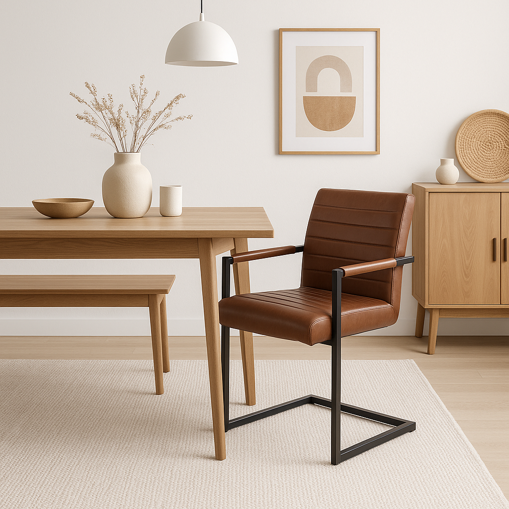 Silla Industrial Leder - Ecocuero Café Metal