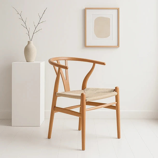 Silla Wishbone Madera Natural - Asiento Tejido