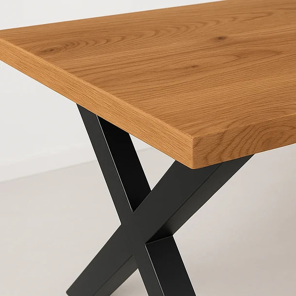 Mesa de Comedor Estilo Industrial 180x90 - Base Cruz MDF Metal