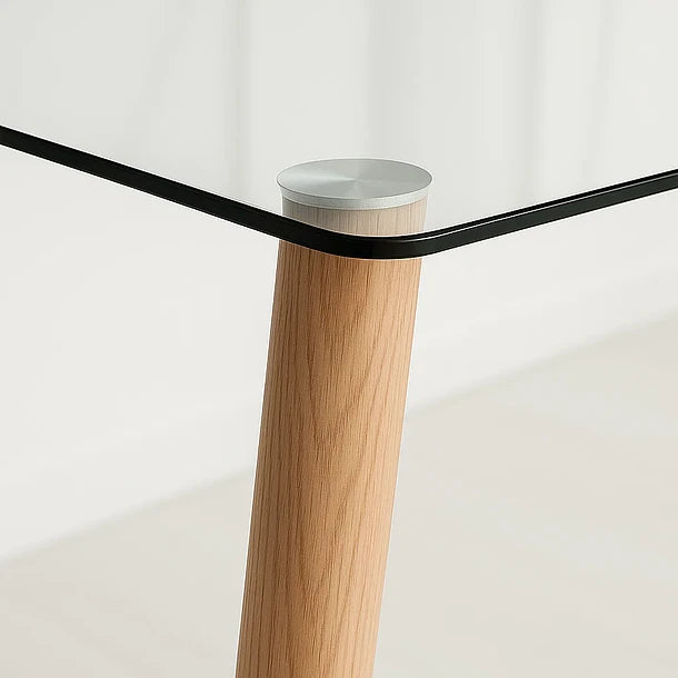 Mesa de Comedor Vidrio Nordic 140x90 Cm - Para 4 a 6 Personas