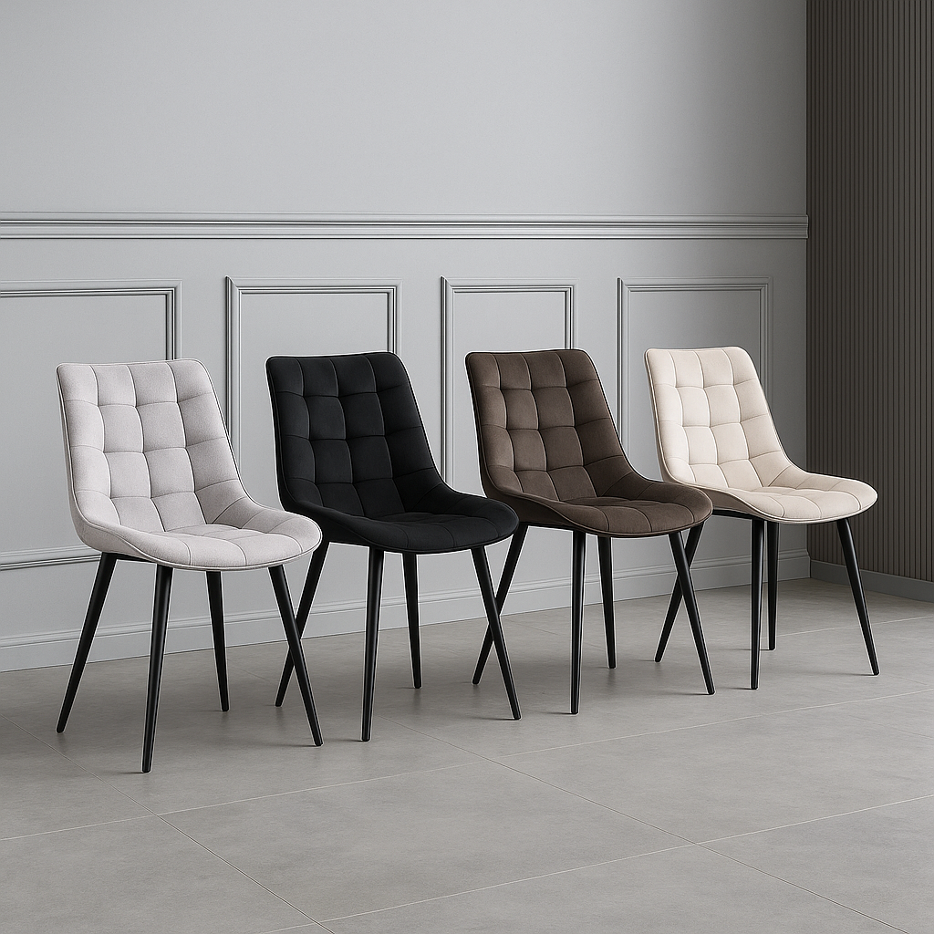Mesa Vidrio Lyon Black 130x80 Cm + 4 Sillas Capitone Macron