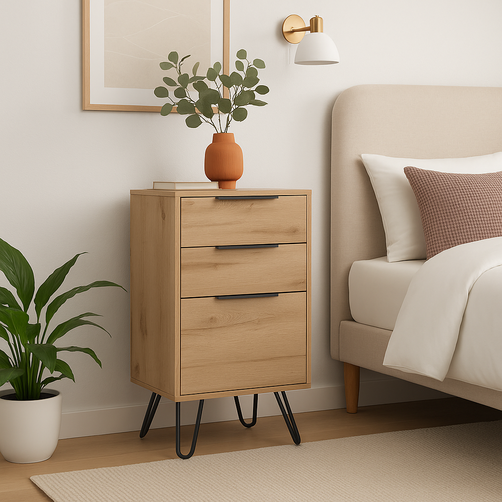 Cómoda Vertical Nordic 3 Cajones - Madera Metal