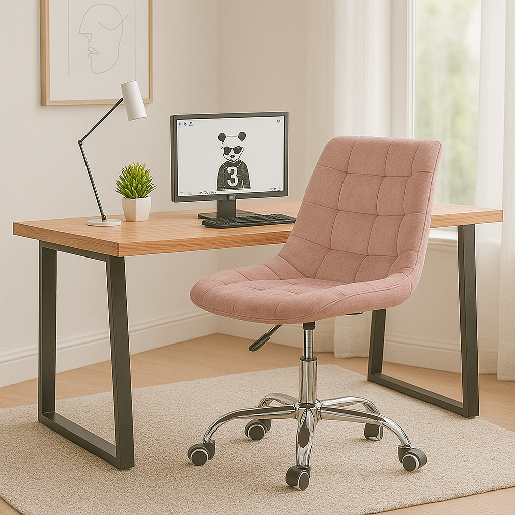 Escritorio Nordic Wood 160 Cm + Silla Capitone Velvet Oficina