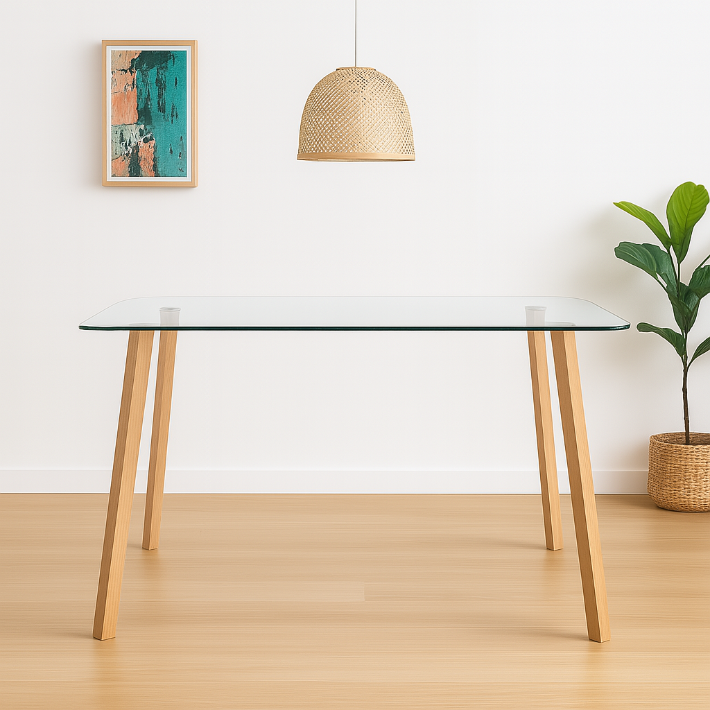 Mesa de Comedor Vidrio Nordic 140x90 Cm - Para 4 a 6 Personas