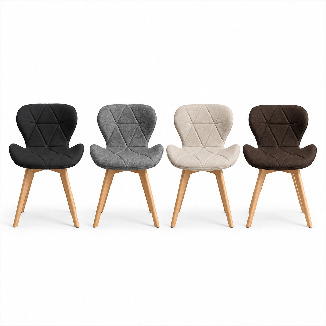 Comedor 6 Sillas Mariposa Lino + Mesa Eames Basic Wood 120 Cm