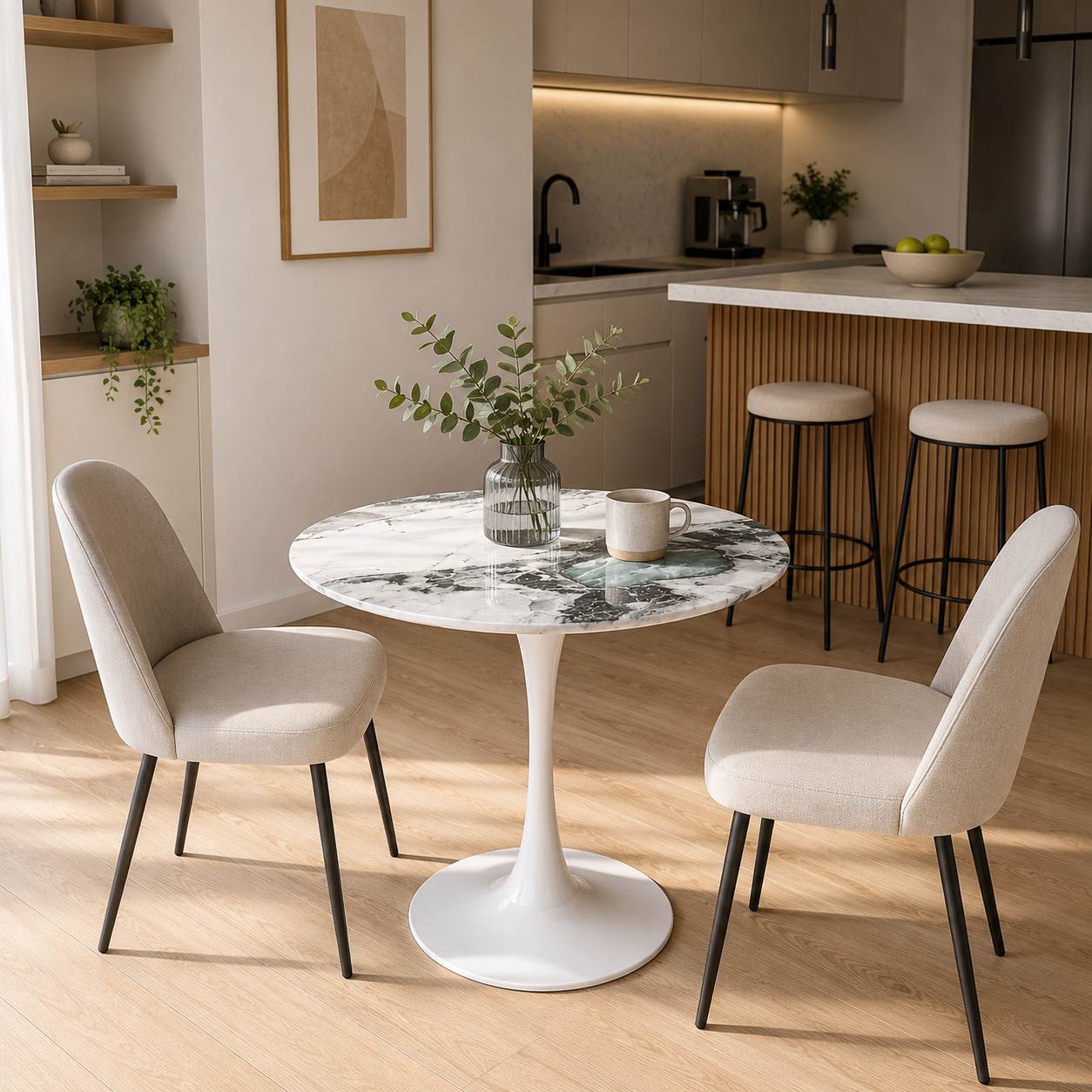 Mesa Tulip Stone Blanca - Piedra Sintetizada 80 Cm