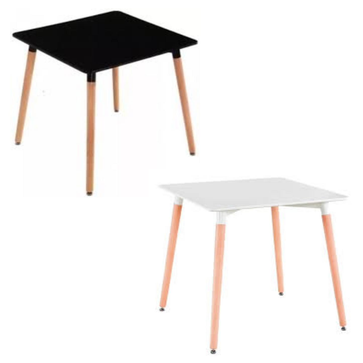 Comedor Mesa Eames MDF 80x80 + 2 Sillas Windsor Polipropileno