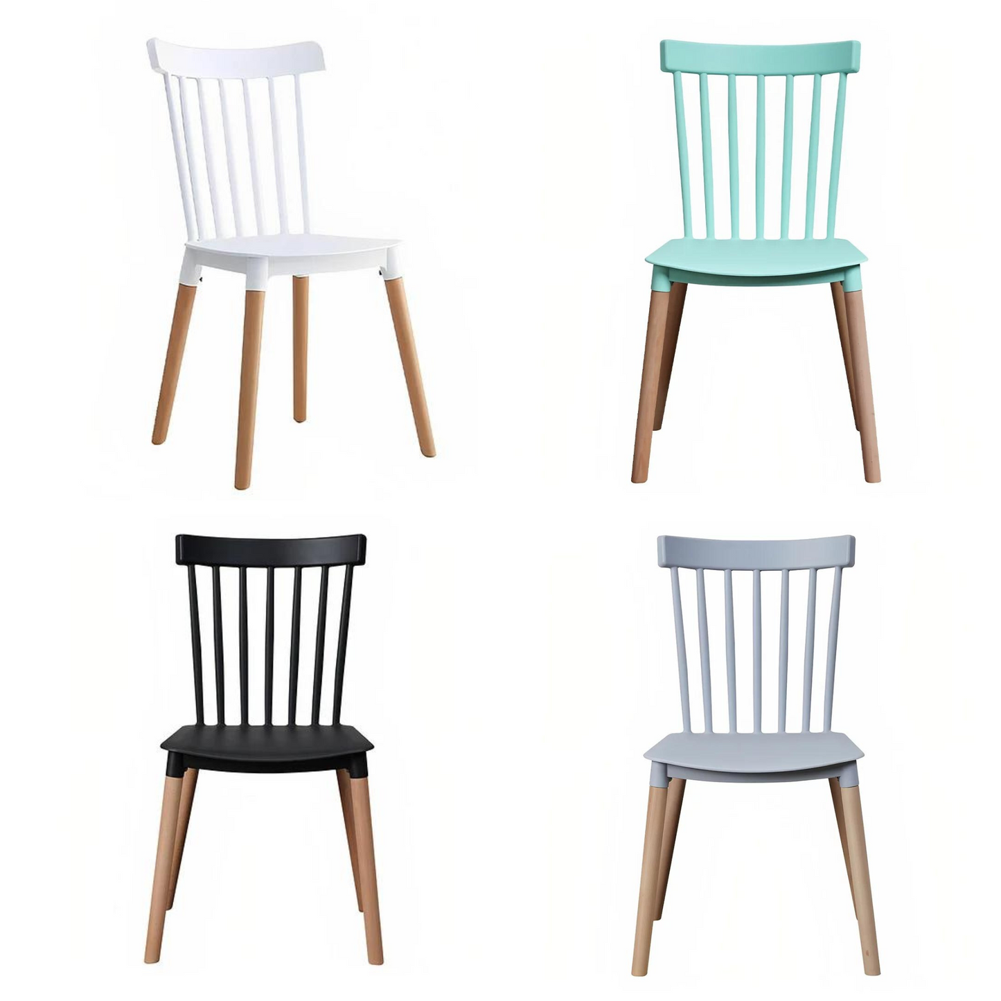 Comedor Mesa Eames 80x80 Cm + 4 Sillas Windsor