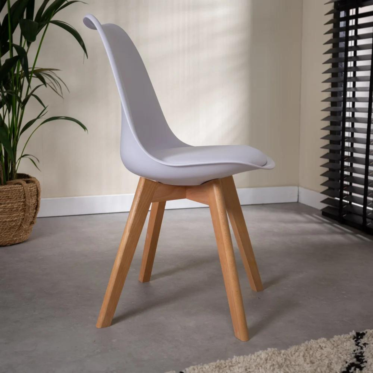 Comedor Mesa Cross Wood 100 Cm + 4 Sillas Tulip Acolchadas