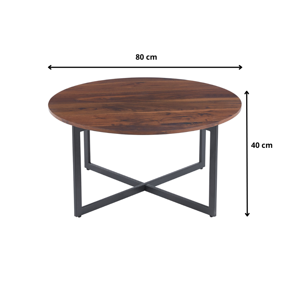 Mesa De Centro Estilo Industrial - Redonda 80 Cm