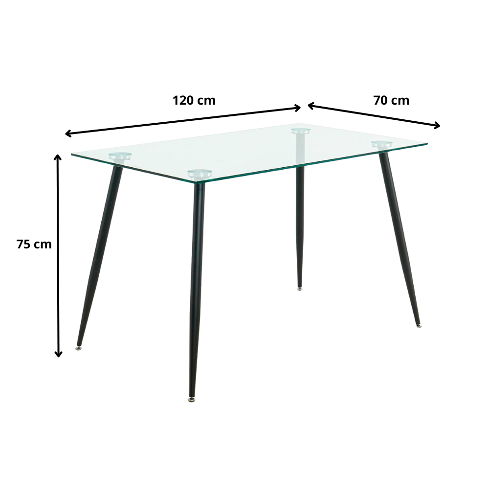 Mesa de Comedor Vidrio Rectangular Black 120x70