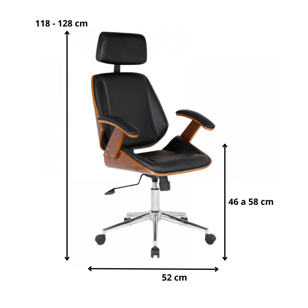 Silla Oficina Ejecutiva - Madera Ecocuero Negro