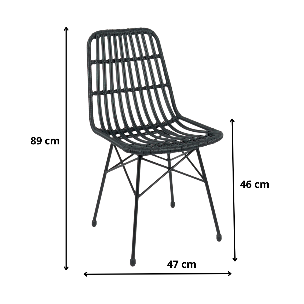 Pack 4 Sillas Terraza Grecia - Rattan Color Negro