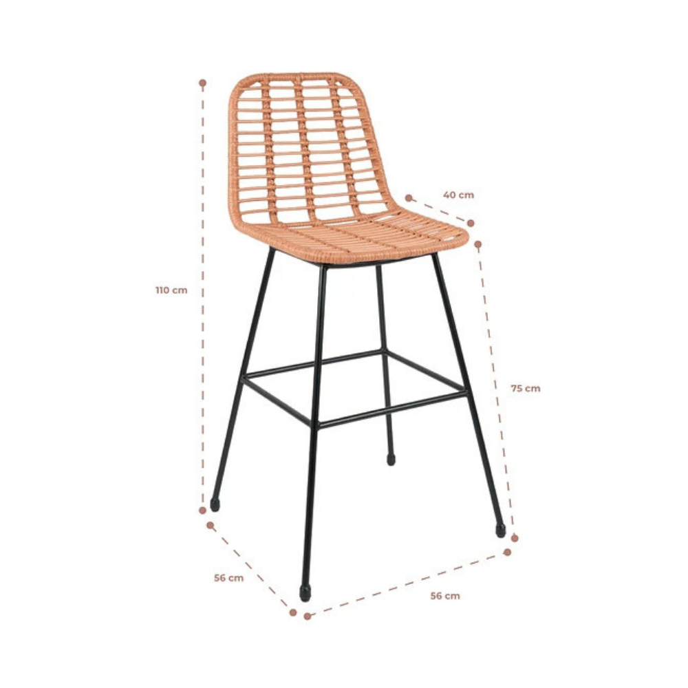 Pack 2 Taburetes Terraza Grecia - Rattan Café 76 Cm