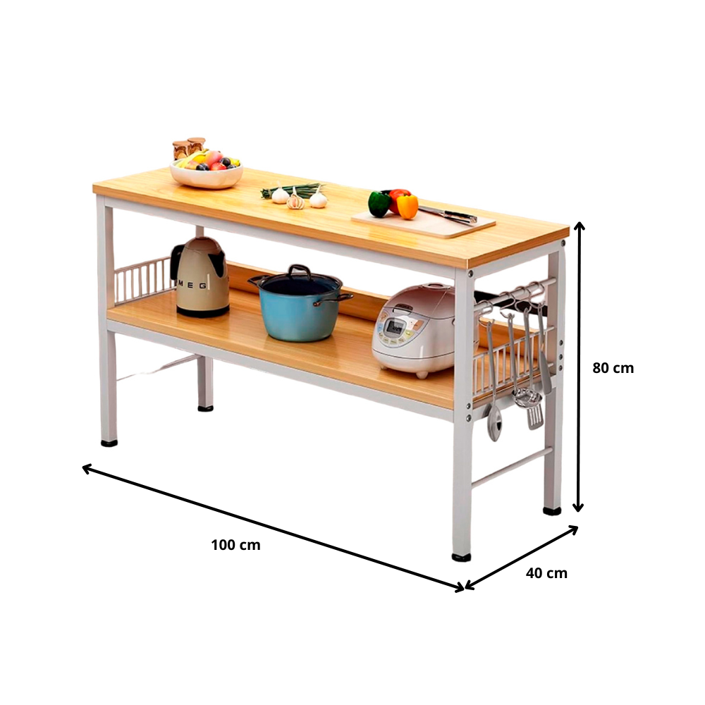 Mesa Isla Cocina Organizador - MDF Metal 2 Niveles
