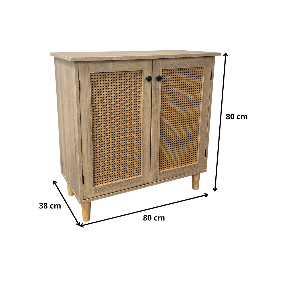 Cómoda o Bar Boho 2 Puertas - MDF Rattan