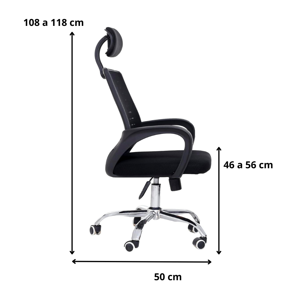 Silla Oficina Simply Negra Ergonómica - Apoyabrazos y Soporte Cuello