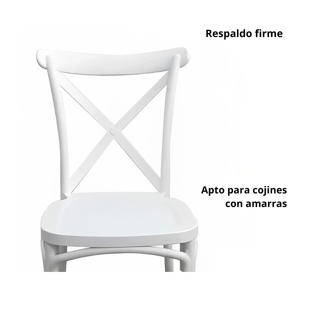 Comedor Mesa Kitchen Wood 120x70 + 4 Sillas Danubio Crossback Blanca