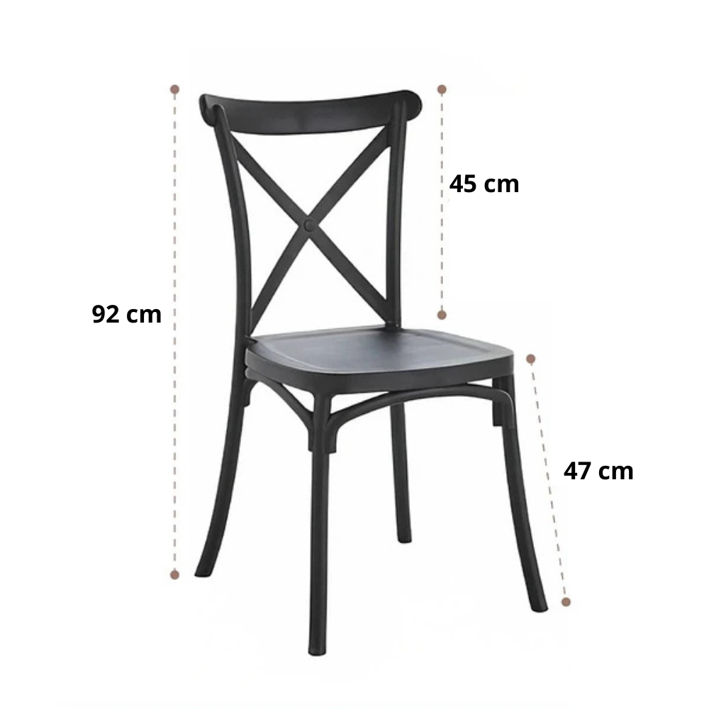 Pack 6 Sillas Crossback Danubio Negra - Exterior o Restaurant