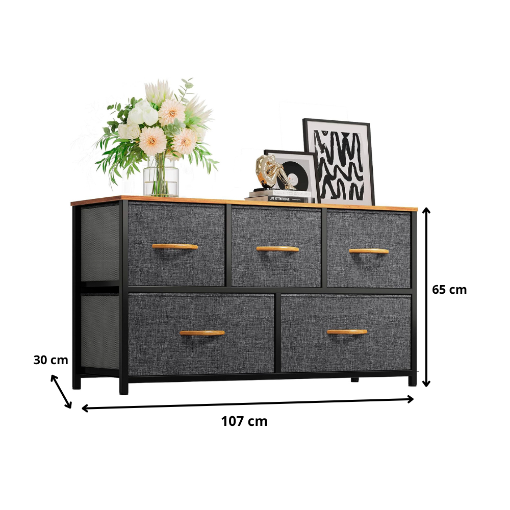 Cómoda Horizontal Con 5 Cajones De Género Ultra Liviana