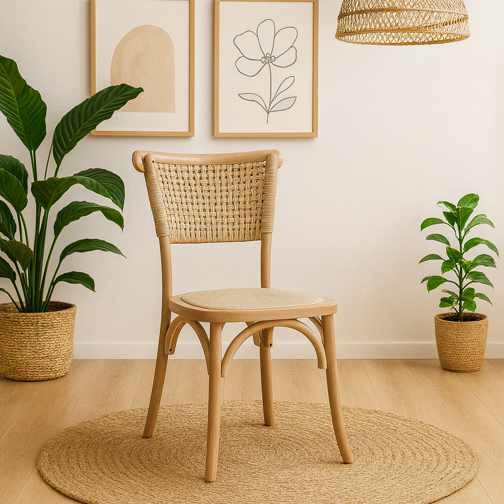 Silla Boho Crossback - Madera Natural Yute