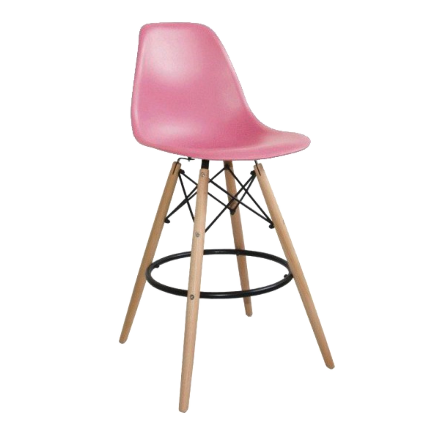 Taburete Eames - Base Fierro Madera 66 Cm