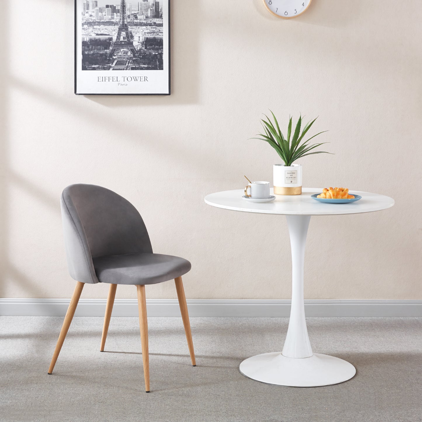 Silla Sitial Nordic Bread Gris - Terciopelo Metal