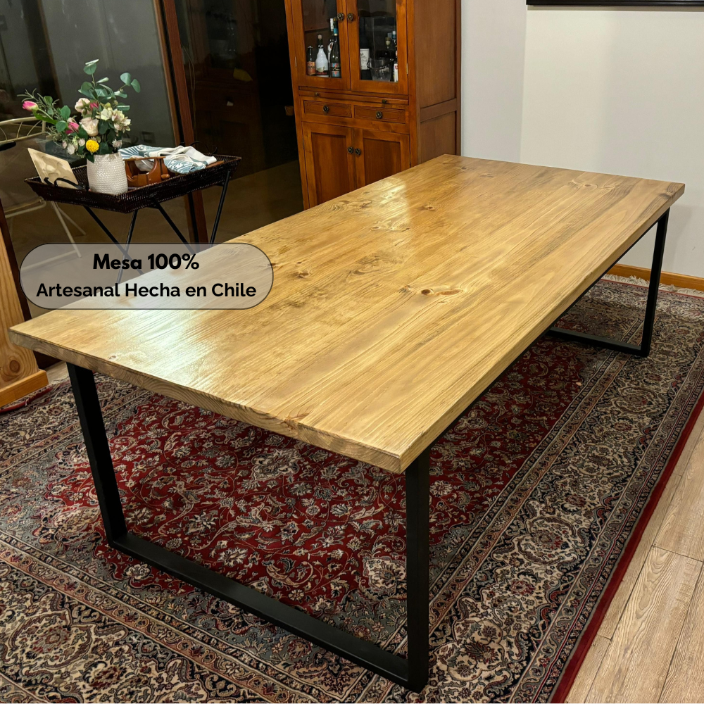 Comedor Industrial Madera Natural 160x90 + 6 Sillas Tolix de Acero