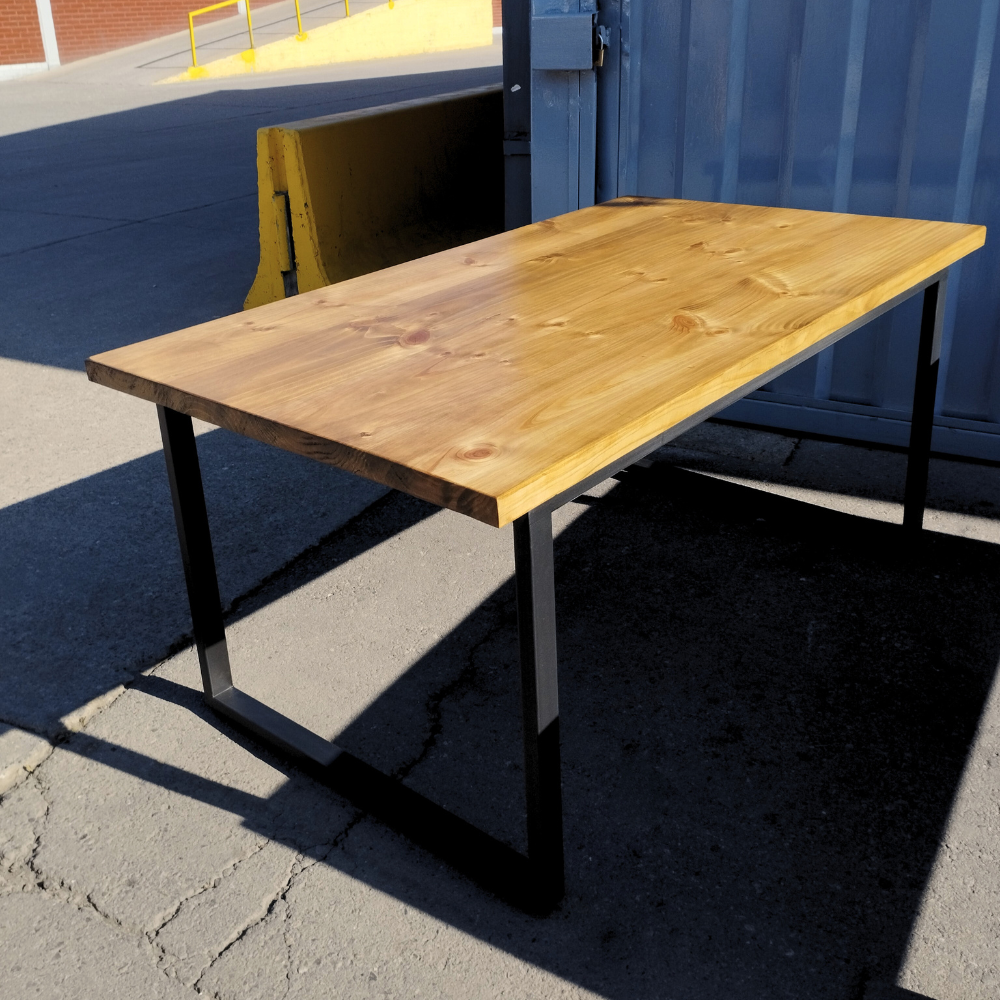 Mesa de Comedor Diseño Industrial - Madera Natural Fierro 160x90