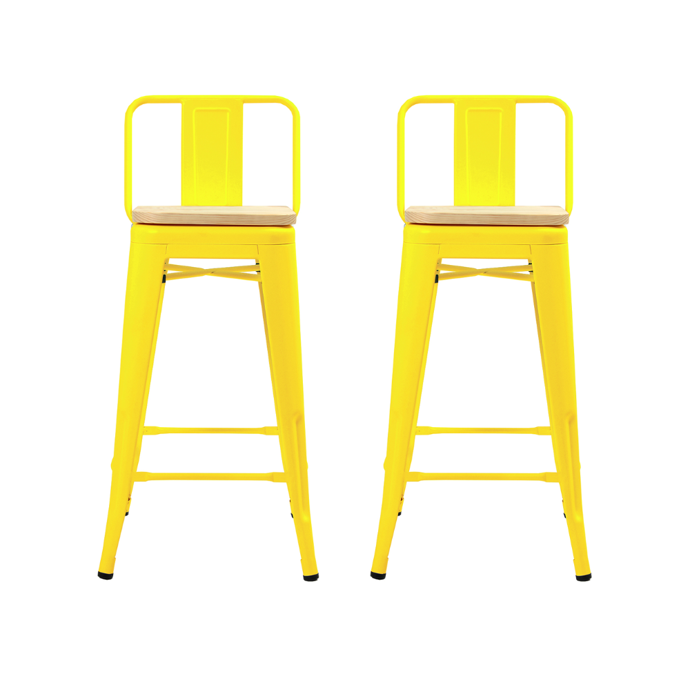 Pack 2 Taburete Tolix Colores - Asiento Madera Altura 77 Cm