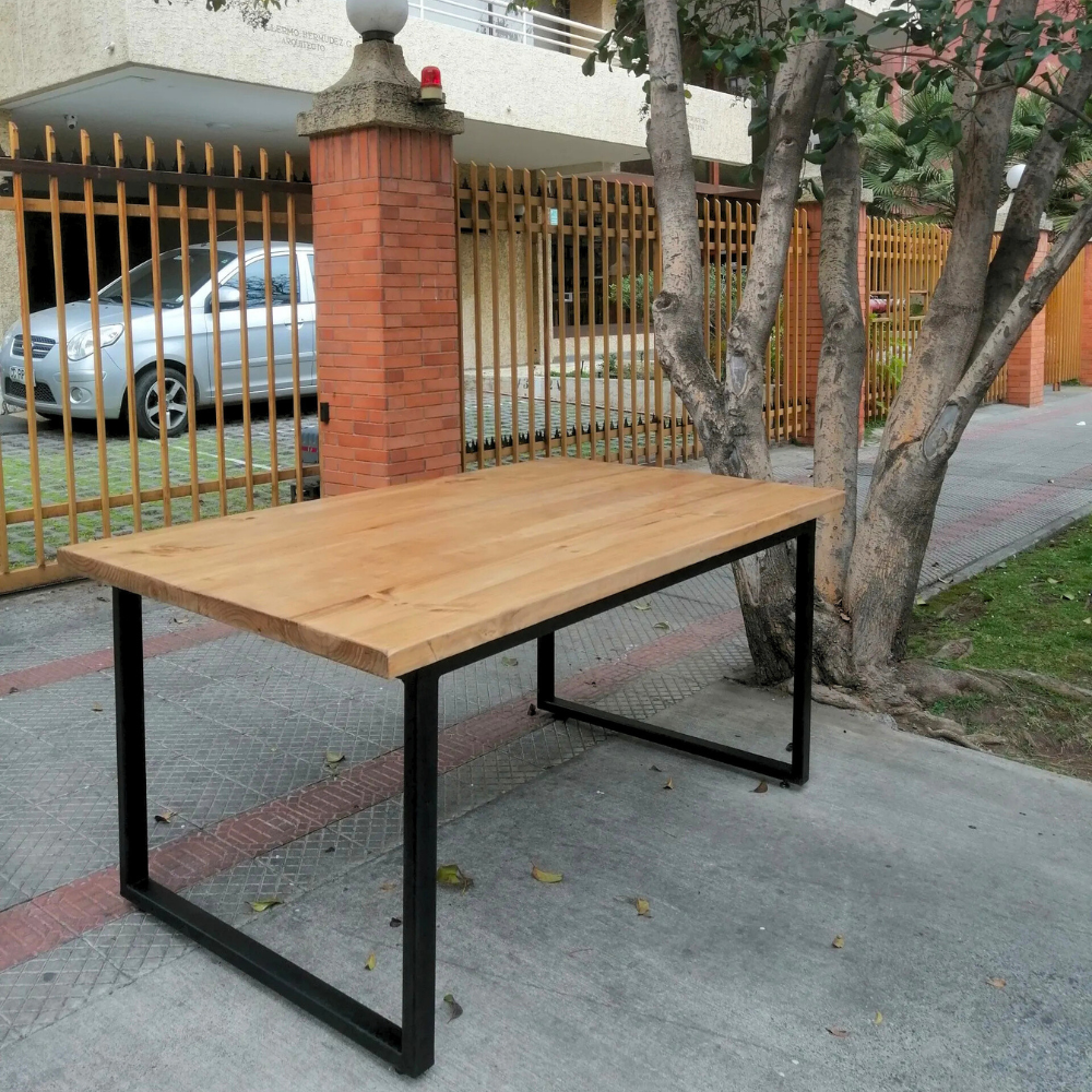Mesa de Comedor de Madera/Fierro Diseño Industrial 120x80 Cm