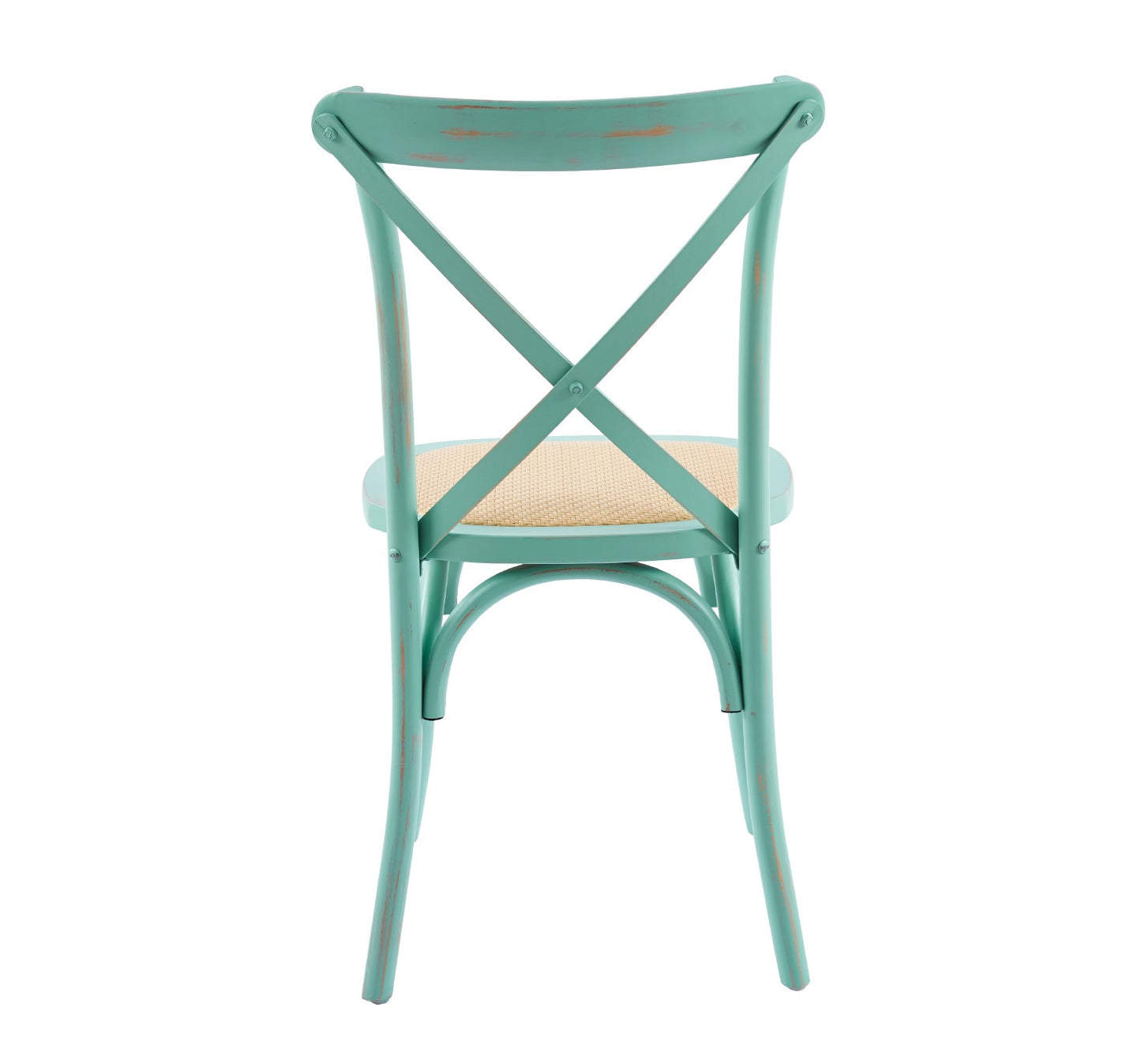 Silla Crossback Madera Menta - Asiento Rattan Semi Acolchado