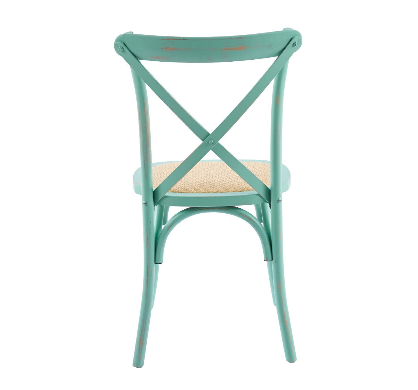 Pack 4 Sillas Crossback Madera Menta - Asiento Rattan