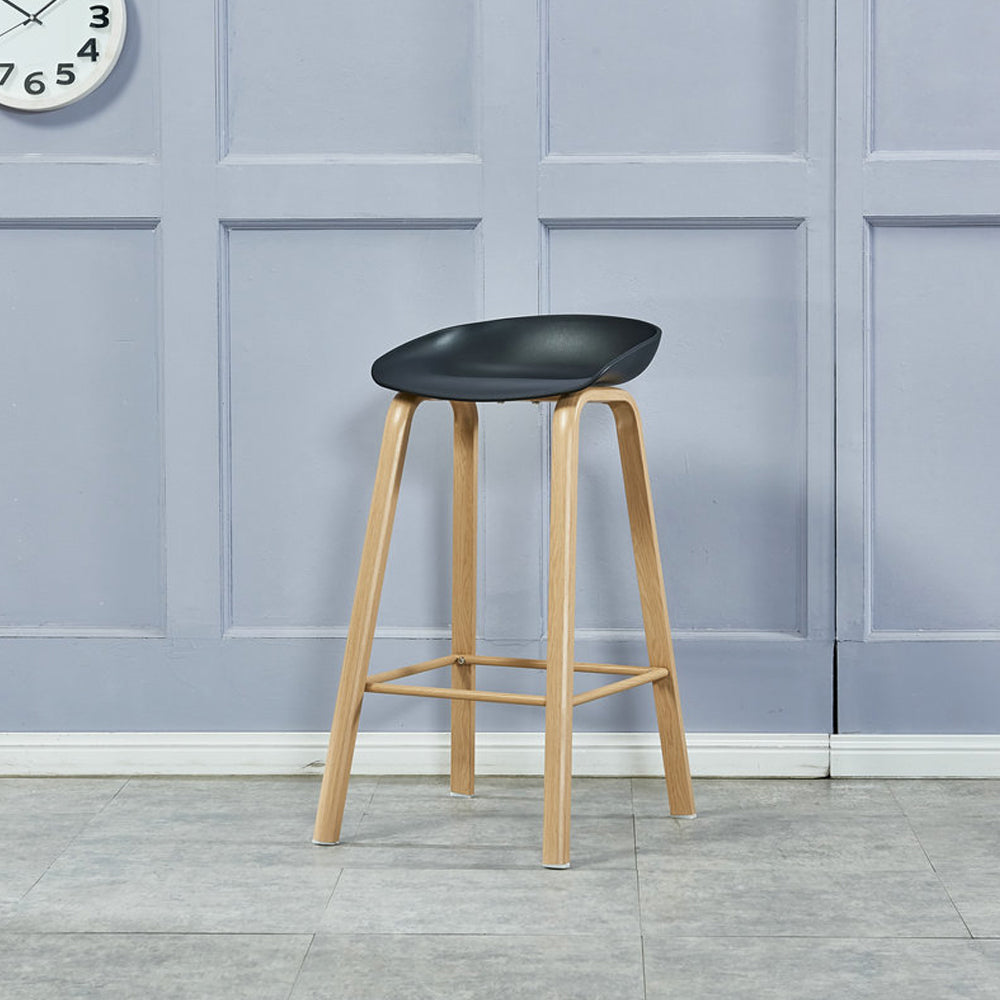 Taburete Nórdico Negro - Base Metal Altura 64 Cm