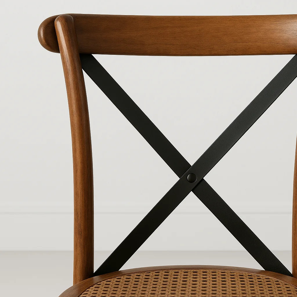 Silla Crossback Madera Oscura Vintage - Cruzeta Negra