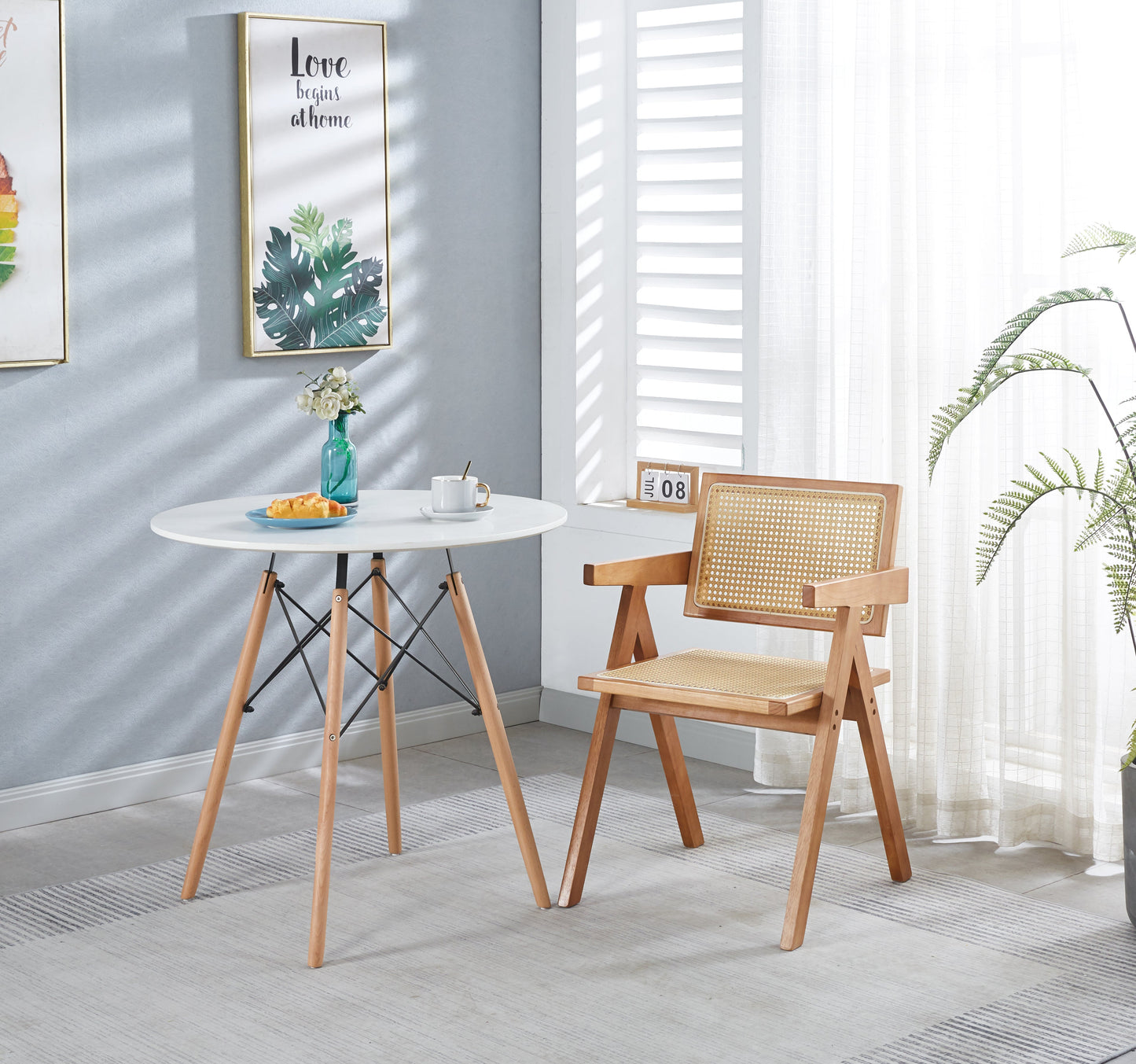 Pack 2 Sillas Chandigarh Madera Natural - Asiento Rattan