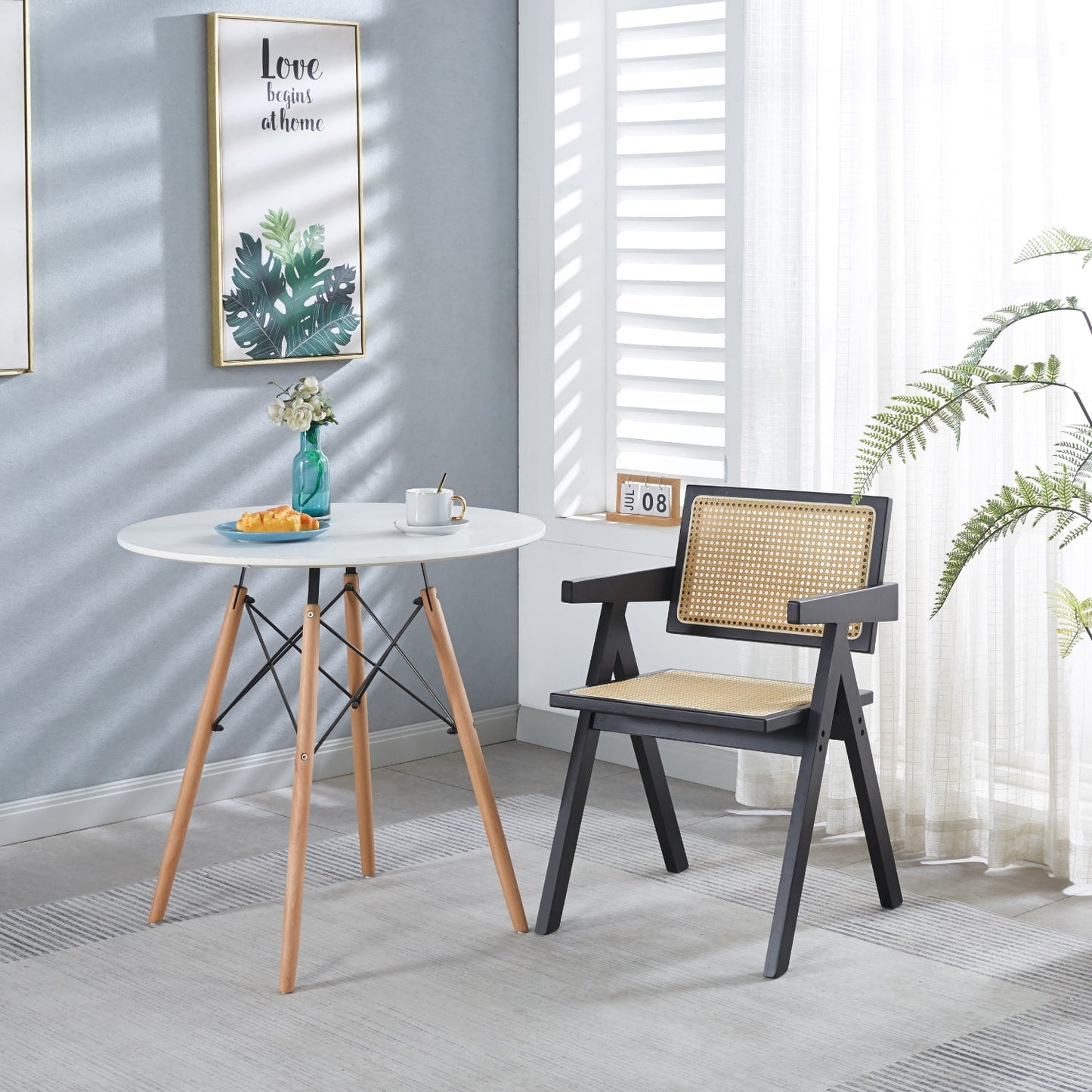 PREVENTA Pack 2 Sillas Chandigarh Madera Negra - Asiento Rattan