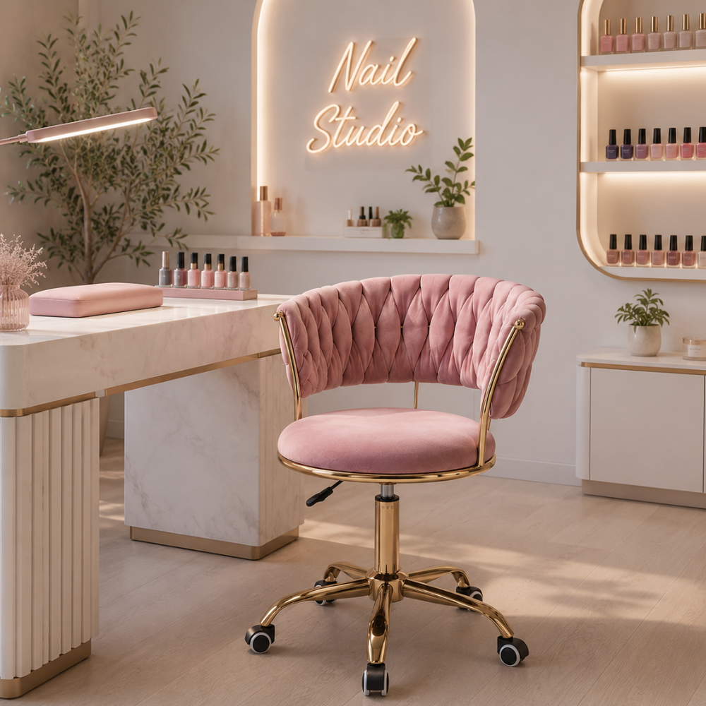 Silla Oficina Queen Velvet Gold - Con Ruedas