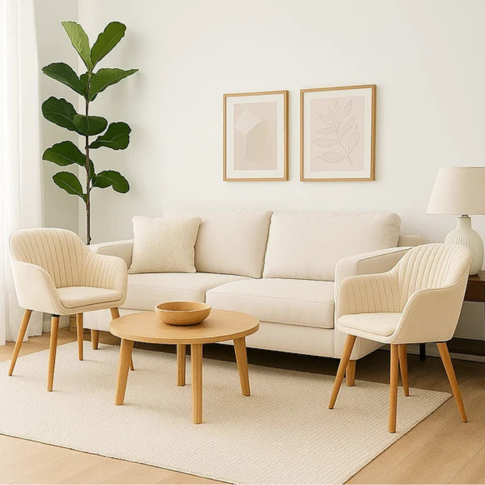 Pack 2 Sitiales Butaca Velvet Madera - Terciopelo Beige