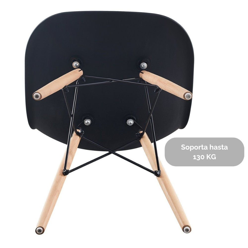 Comedor Mesa Vidrio Scoop 120x80 Cm + 4 Sillas Eames