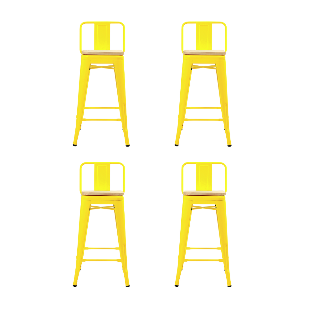 Pack 4 Taburete Tolix Colores - Asiento Madera Altura 77 Cm