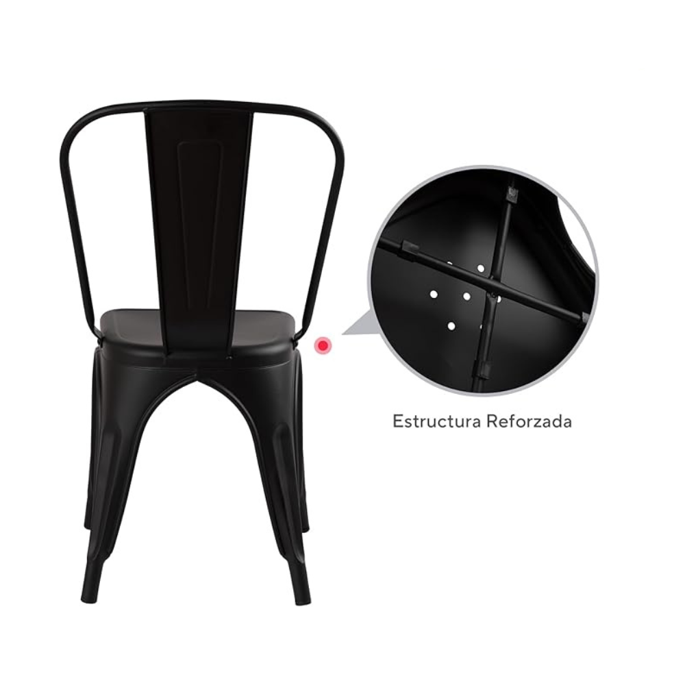 Silla Tolix Negro Mate - Acero Metálica