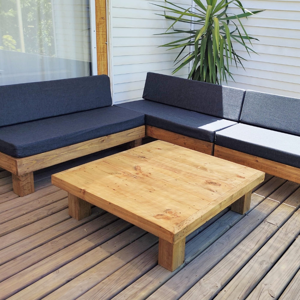 Juego de Terraza Madera Rustic Clásico - Cojines Grafito