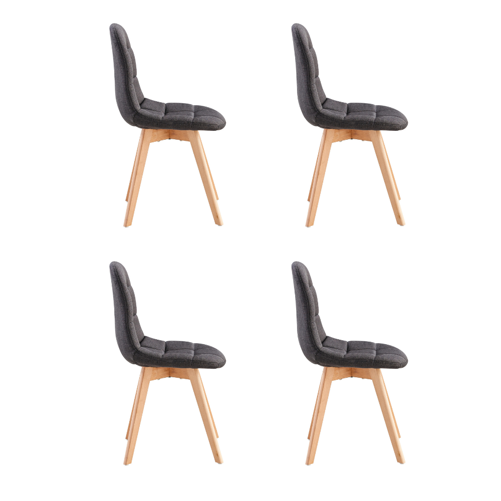 Pack 4 Sillas Capitone Lino - Base Madera