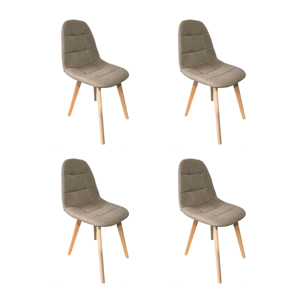 Pack 4 Sillas Capitone Lino - Base Madera