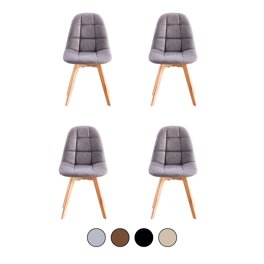 Pack 4 Sillas Capitone Lino - Base Madera