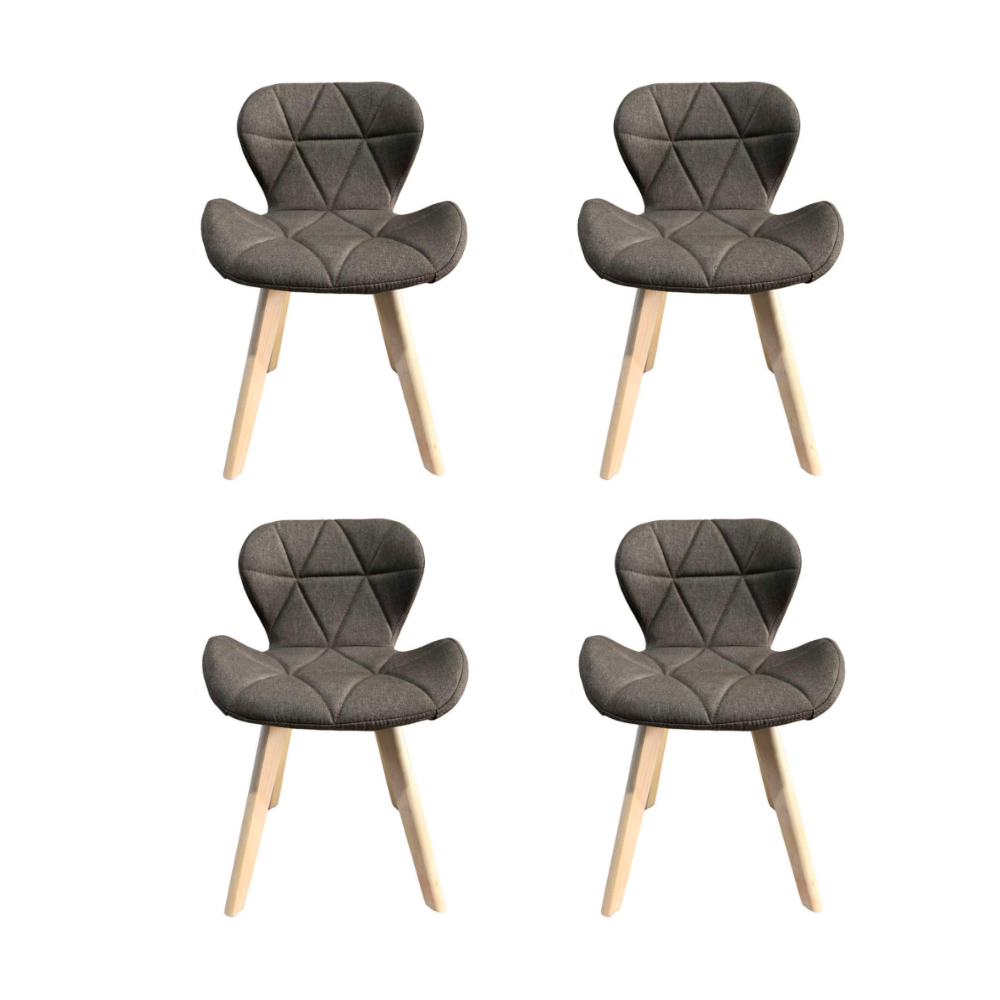 Pack 4 Sillas Radar Mariposa Wood - Lino