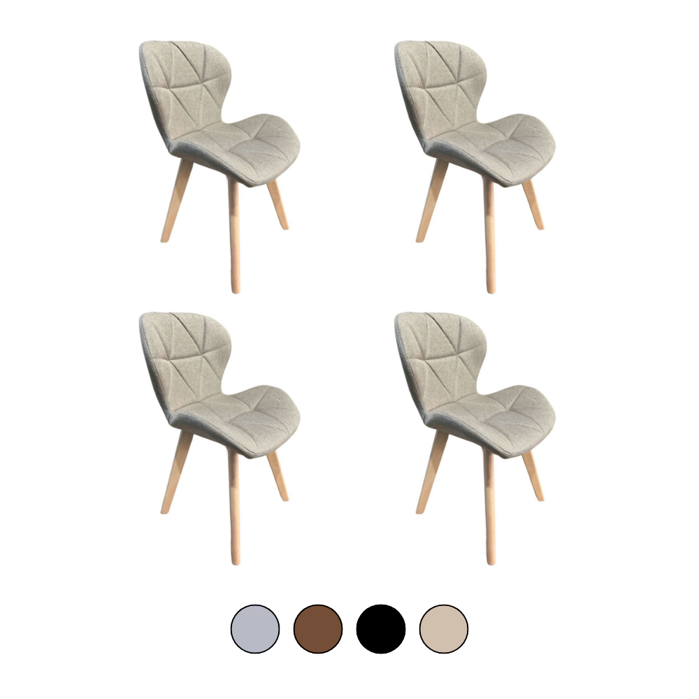 Pack 4 Sillas Radar Mariposa Wood - Lino