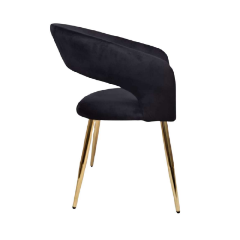 Sitial Siena Velvet Negro - Terciopelo Base Metal Dorada