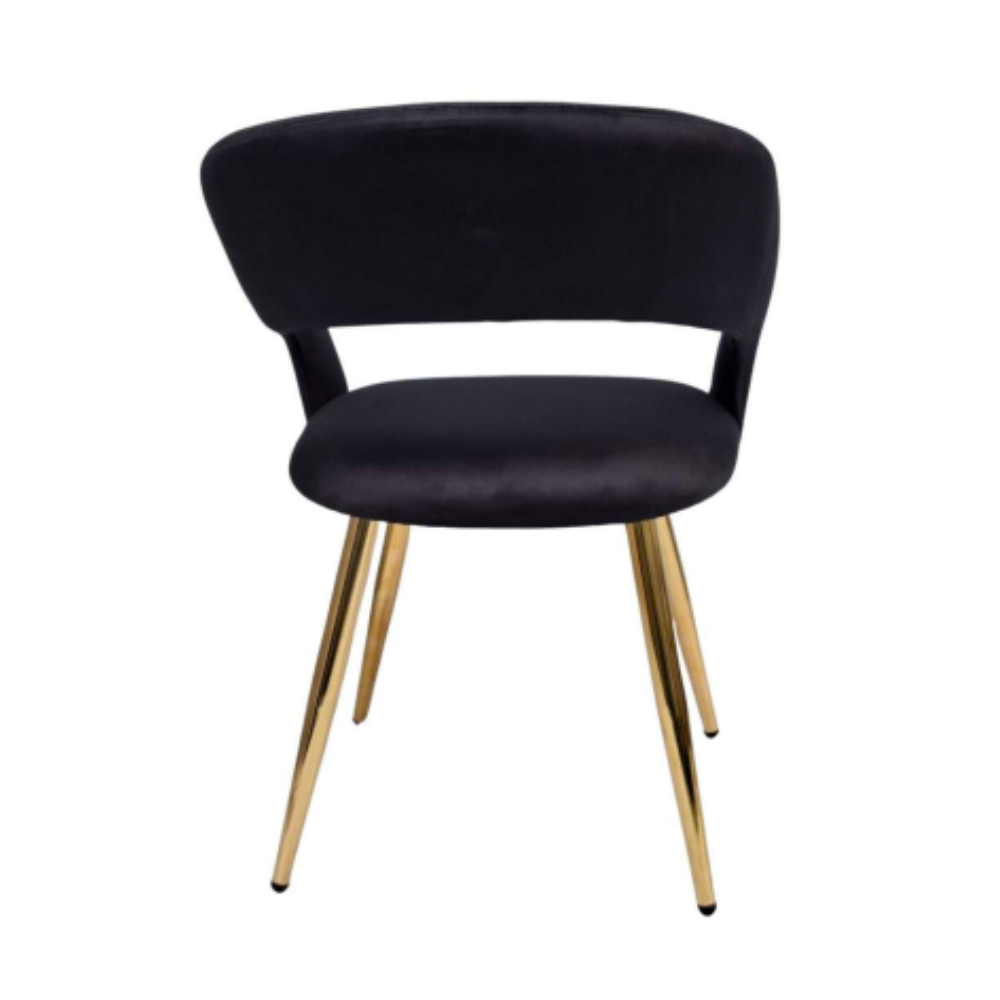 Sitial Siena Velvet Negro - Terciopelo Base Metal Dorada